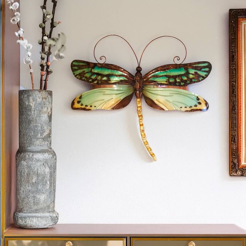 Dragonfly Wall Decor Aqua And Gold