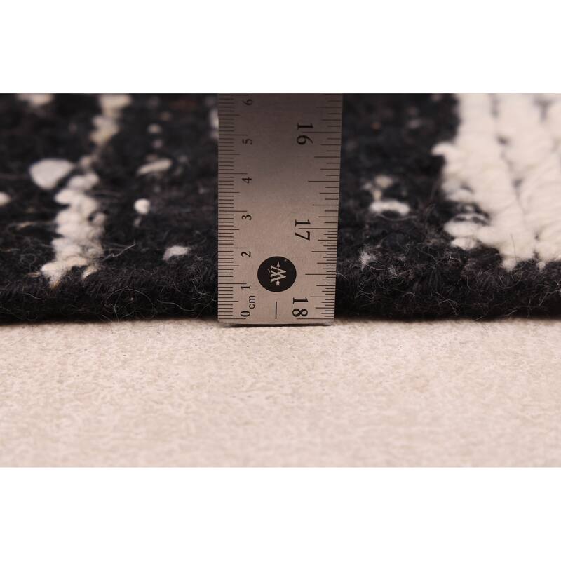 ECARPETGALLERY Hand-knotted Looma Black, White Wool Rug - 8'3 x 9'9