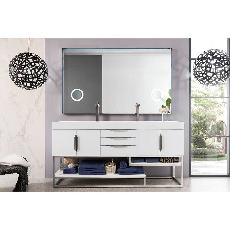 James Martin Vanities 983-V72D-BN-GW Columbia 72" Free Standing Double