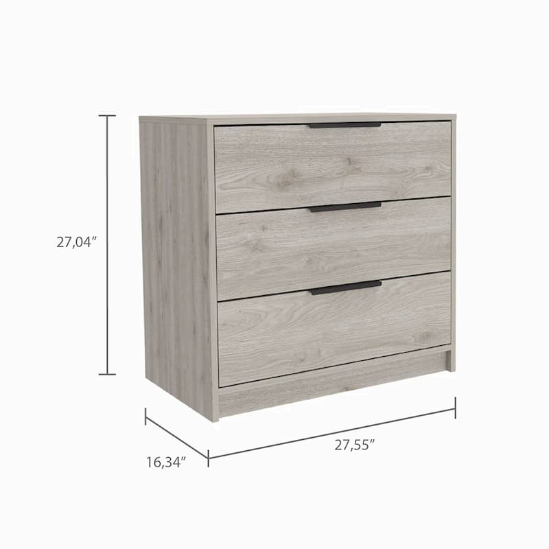 3-Drawer Rectangle Dresser White