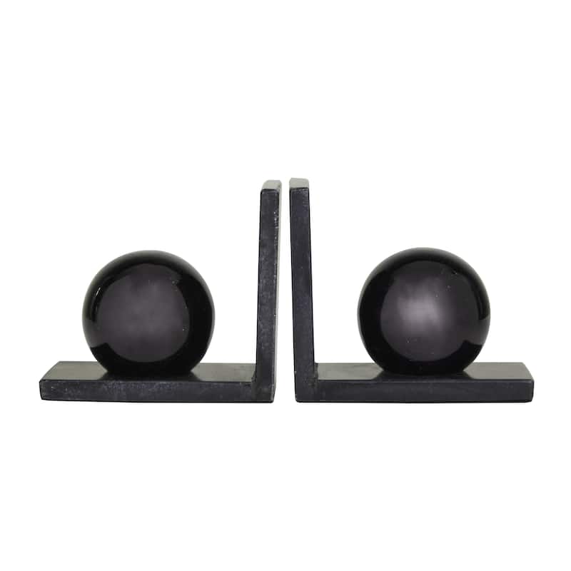 Marble Orb 7 lbs Decorative Bookends - Set of 2 Black or Gold - CosmoLiving by Cosmopolitan