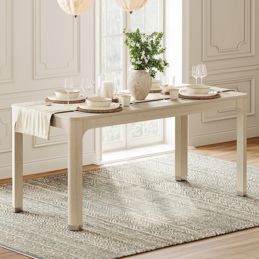 WAMPAT 66" Rectangular Dining Table With Solid Wood Legs