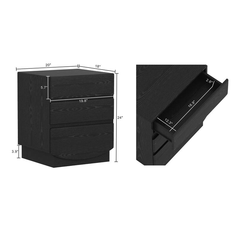 Ardea 20" Nightstand in Natural Oak (3-Drawer)