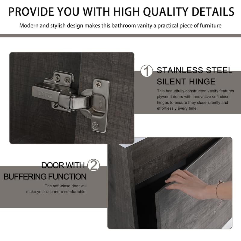 18 Inch Single Sink Bathroom Vanity with Soft Close Door, 18x10