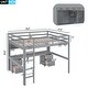 preview thumbnail 7 of 5, Full Size Metal & Wood Loft Bed with L -shaped desk and shelves