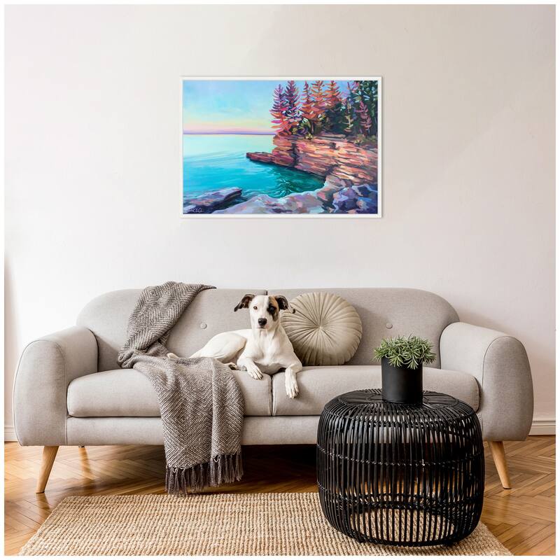 Kate and Laurel Sylvie Cave Point at Sunrise Framed Canvas by Rachel Christopoulos
