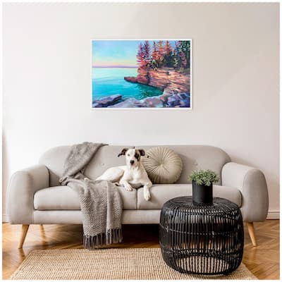 Kate and Laurel Sylvie Cave Point at Sunrise Framed Canvas by Rachel Christopoulos
