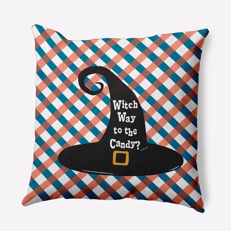 Halloween Witch Way to the Candy Accent Pillow - Unreal Teal - 20" x 20"