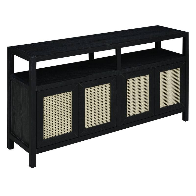 60" Bohemian Rattan Buffet Storage Cabinet with Adjustable Shelves for Functional Home Organization