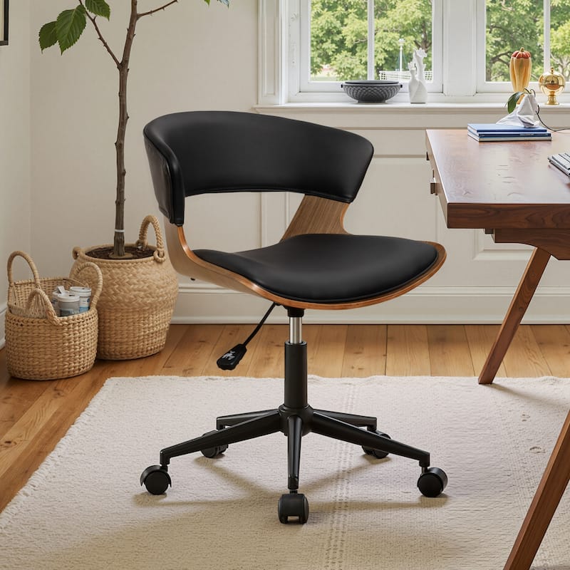 Art Leon Swivel and Height Adjustable Accent Desk Chair with Rolling - Black