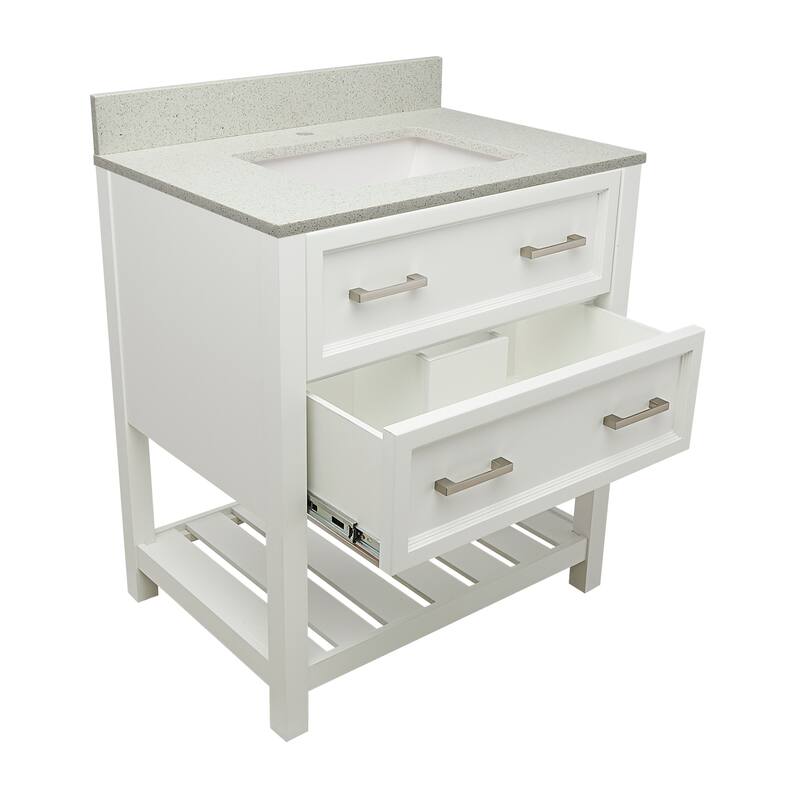Tremblant 31" Bathroom Vanity in Espresso with Quartz Stone Vanity Top Sink w/ Backsplash in Galaxy White Single Hole