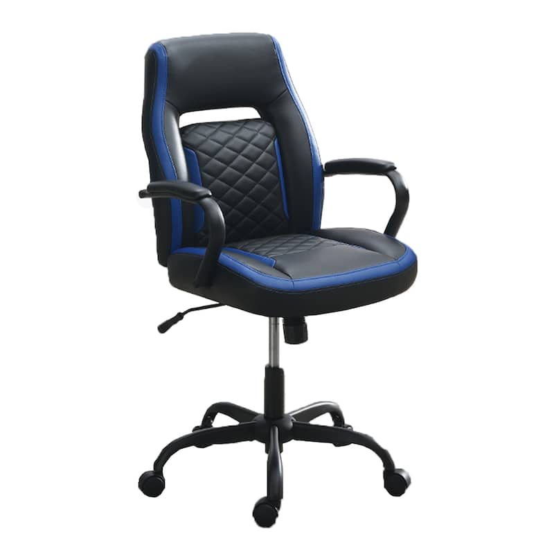 Upholstered Office Chair with Padded Armrests - Black/Blue