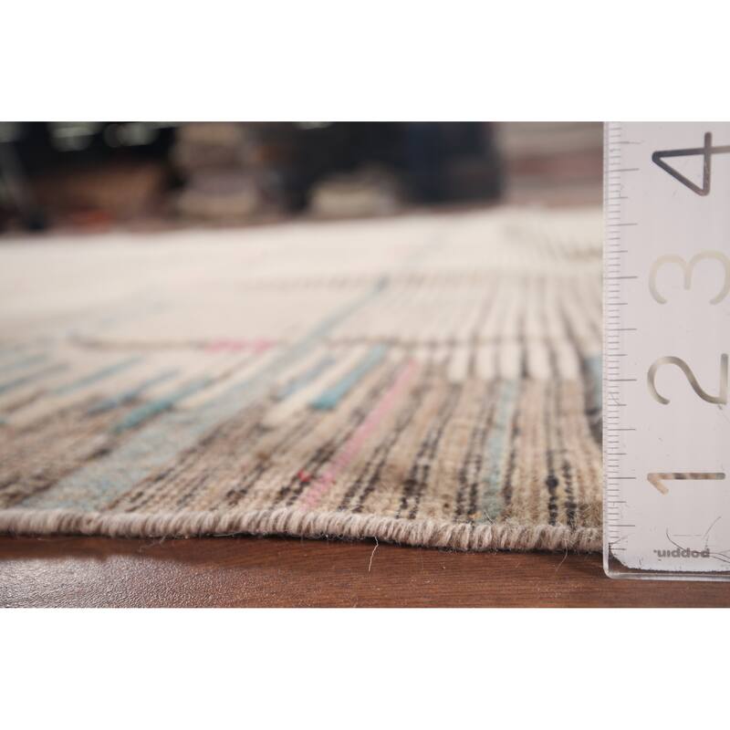 All-Over Moroccan Earth Tone Area Rug Hand-Knotted Wool Carpet - 7'11"x 10'7"