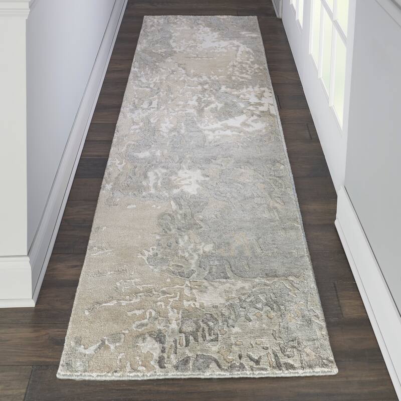 Nourison Silk Shadows Modern Abstract Beige Sheen Area Rug
