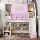 preview thumbnail 2 of 18, Pink Wooden House-shaped Loft Bed Kids Bed with Tent,Twin size