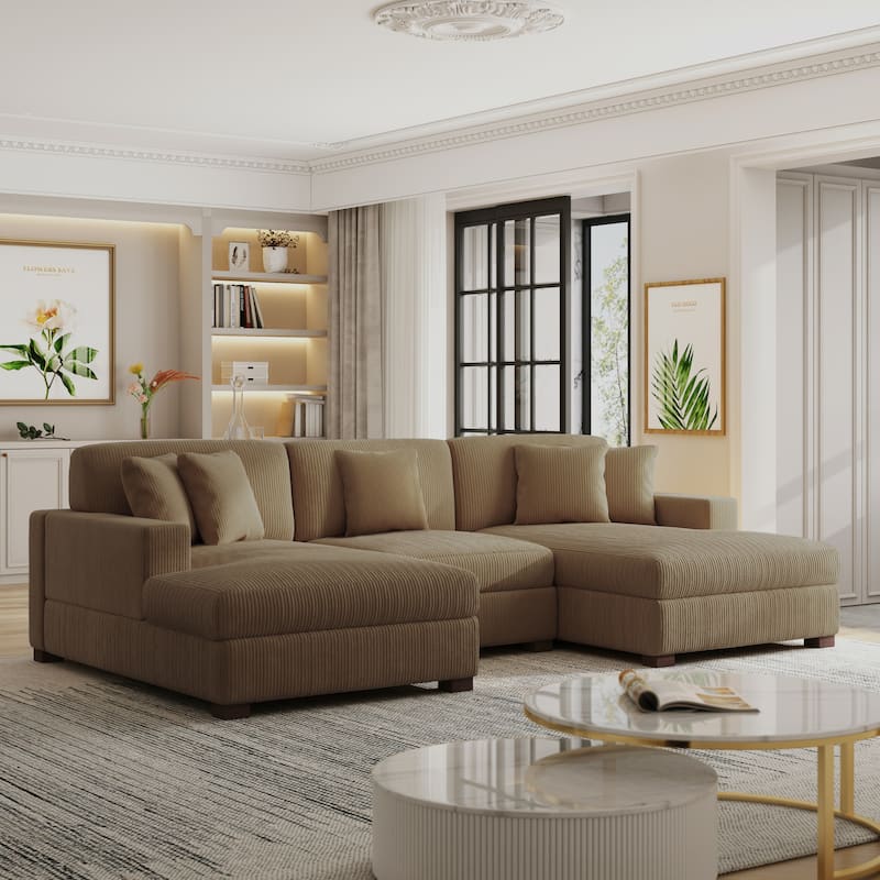 Modern Oversized Modular Sectional Sofa Set With Pillows