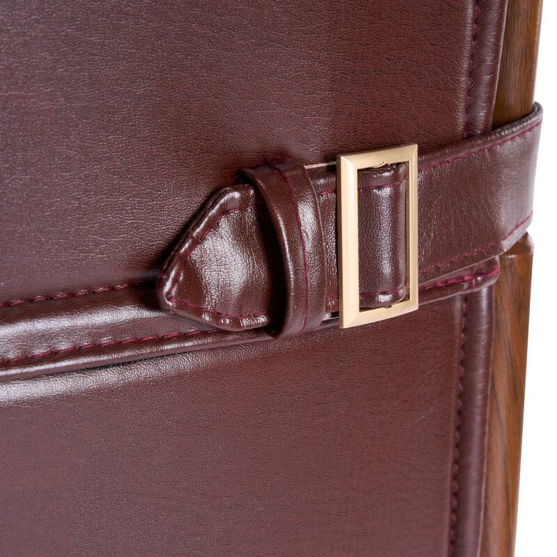 Christopher Knight Home - Sibyl Modern Upholstered Bar Stools with Metal Frame, Walnut Finish, and Faux Leather Back, Set of 2