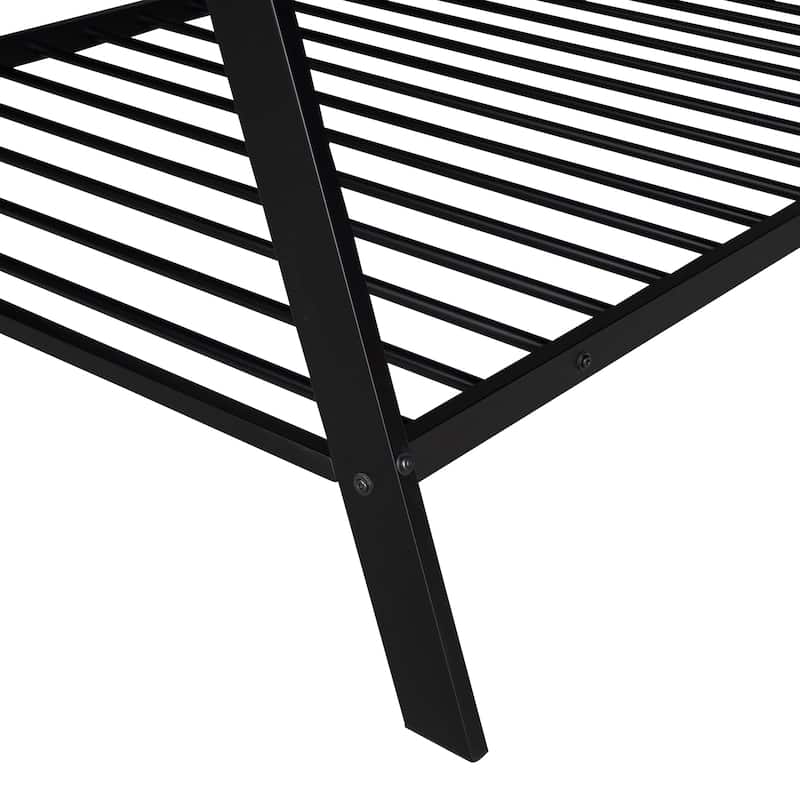 White Metal Twin House Bed Tent Frame with Slat, No Box Spring Needed
