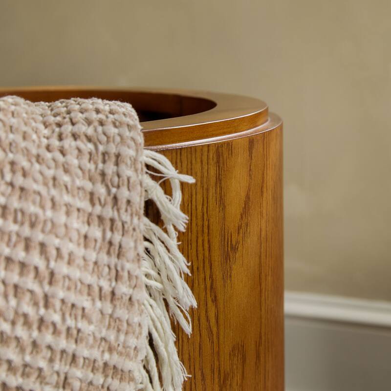 Walker Edison Modern Easy Assembly Oak Veneer Side Table with Storage