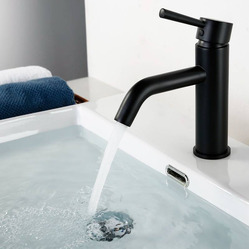 1.2 GPM Single Hole Bathroom Faucet with Single Handle - Matte Black