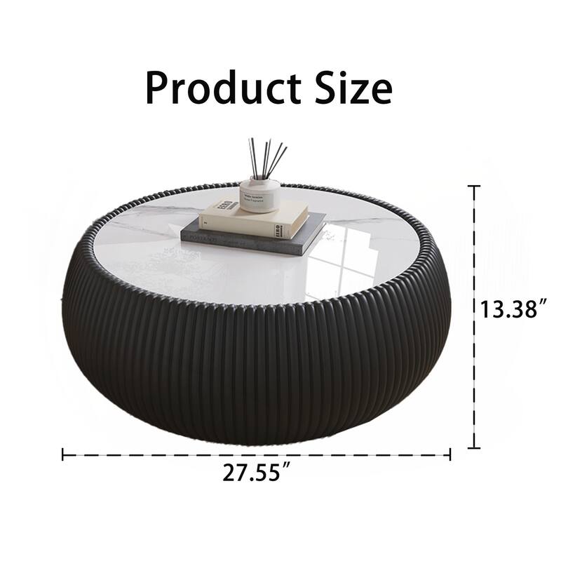 Light Sintered stone Top Drum Shape Coffee modern Sofa Table for Living Room