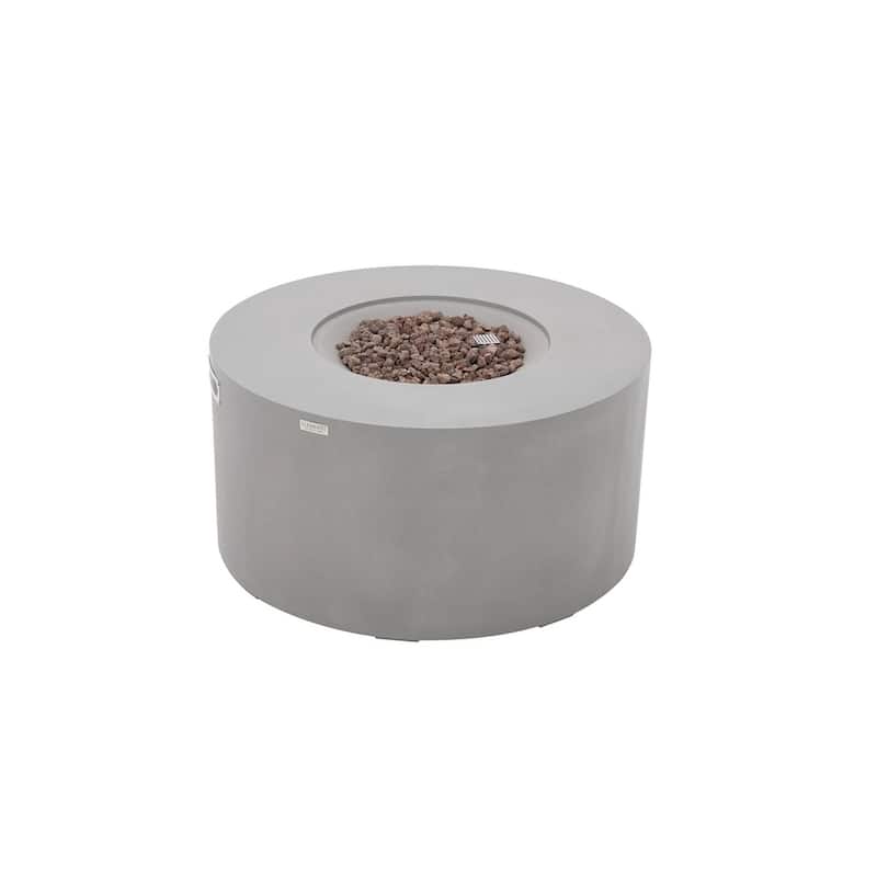 Sol Living Pacaya Round Propane Fire Pit 45,000 BTUs - 43 x 43 Inches - 43 x 43 in. - Light Grey