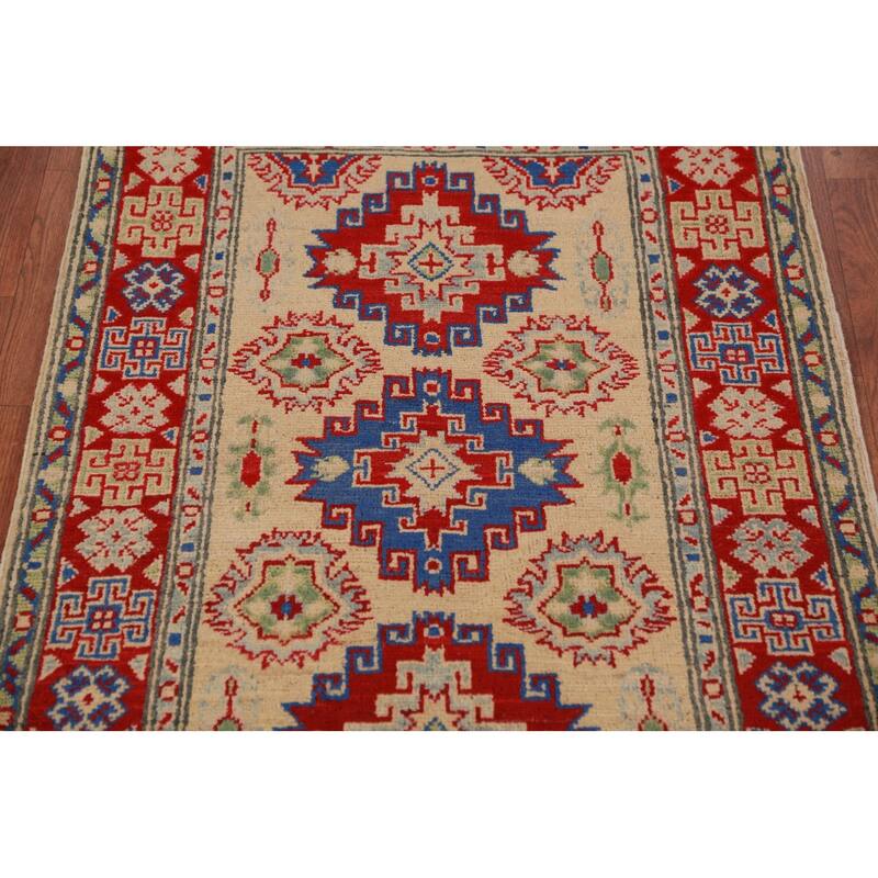 Traditional Kazak Foyer Rug Handmade Pink Wool Carpet - 2'8"x 4'2"