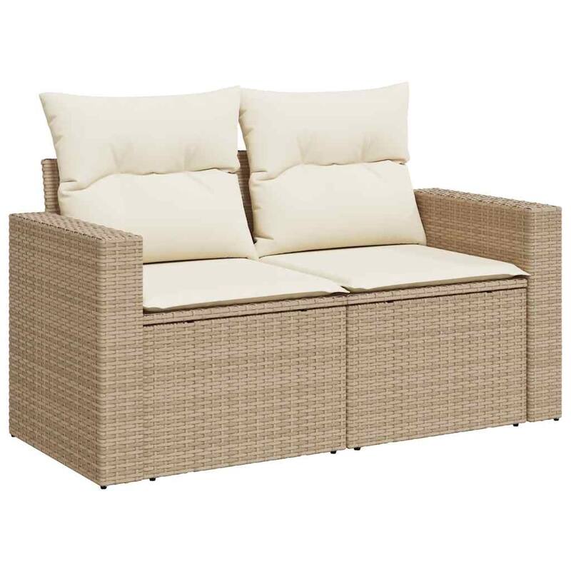 vidaXL Patio Sofa Set with Cushions Outdoor Furniture 7 Piece Poly Rattan - 21.7 x 39.4 x 28.7
