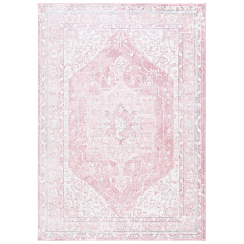SAFAVIEH Layla Vicky Shabby Chic Farmhouse Rug - 5'5" x 7'6" - Ivory Grey/Pink