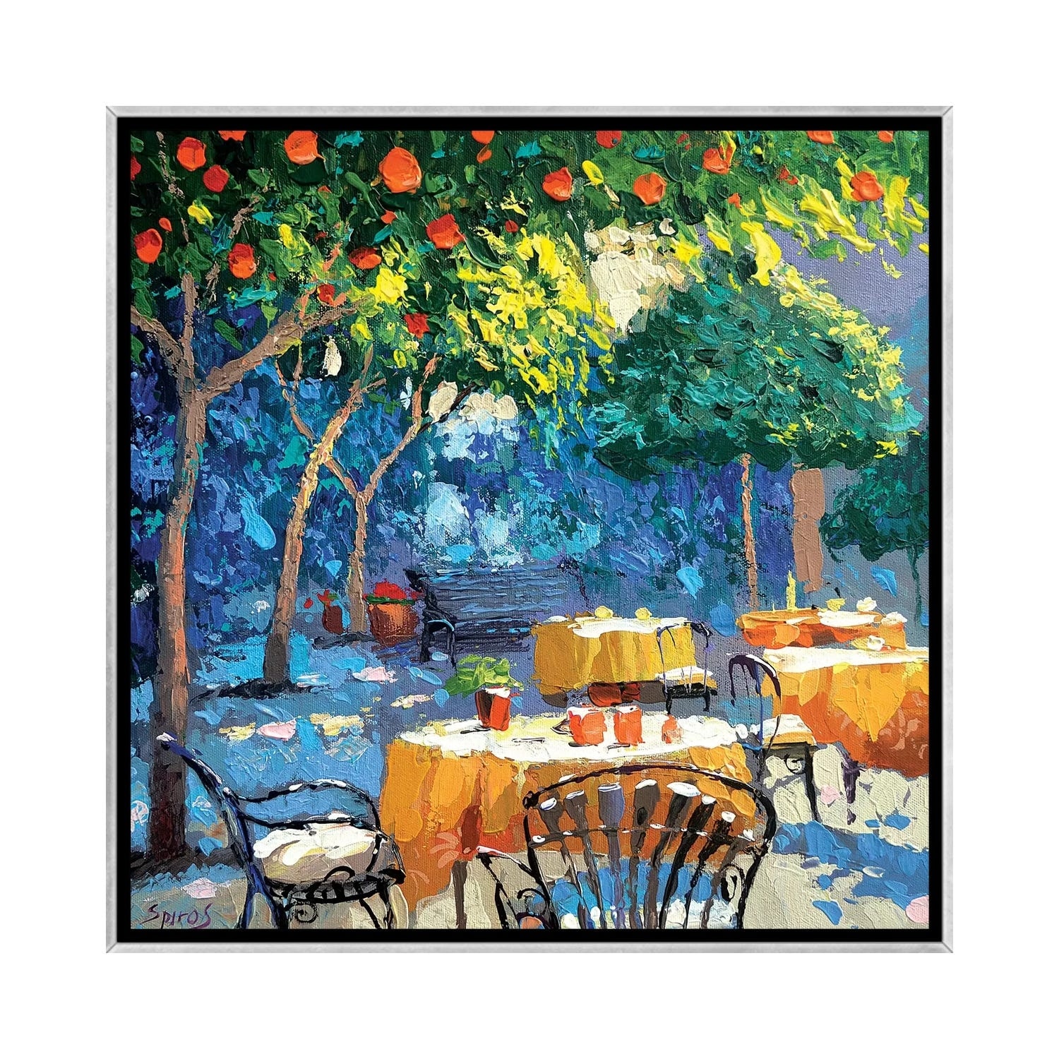 iCanvas "In The Shade Of Cafe" by Dmitry Spiros Framed