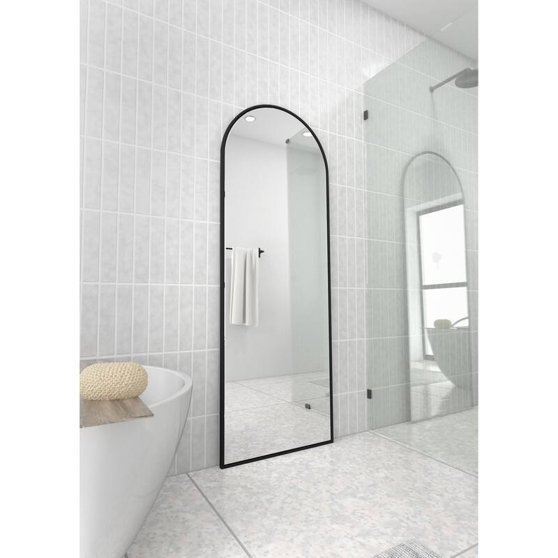 Glass Warehouse Large Arch Shape Stainless Steel Framed Mirror