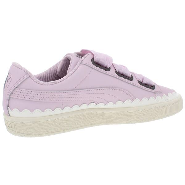 Shop Puma Womens Basket Heart Scallop Casual Shoes Leather Lace Up