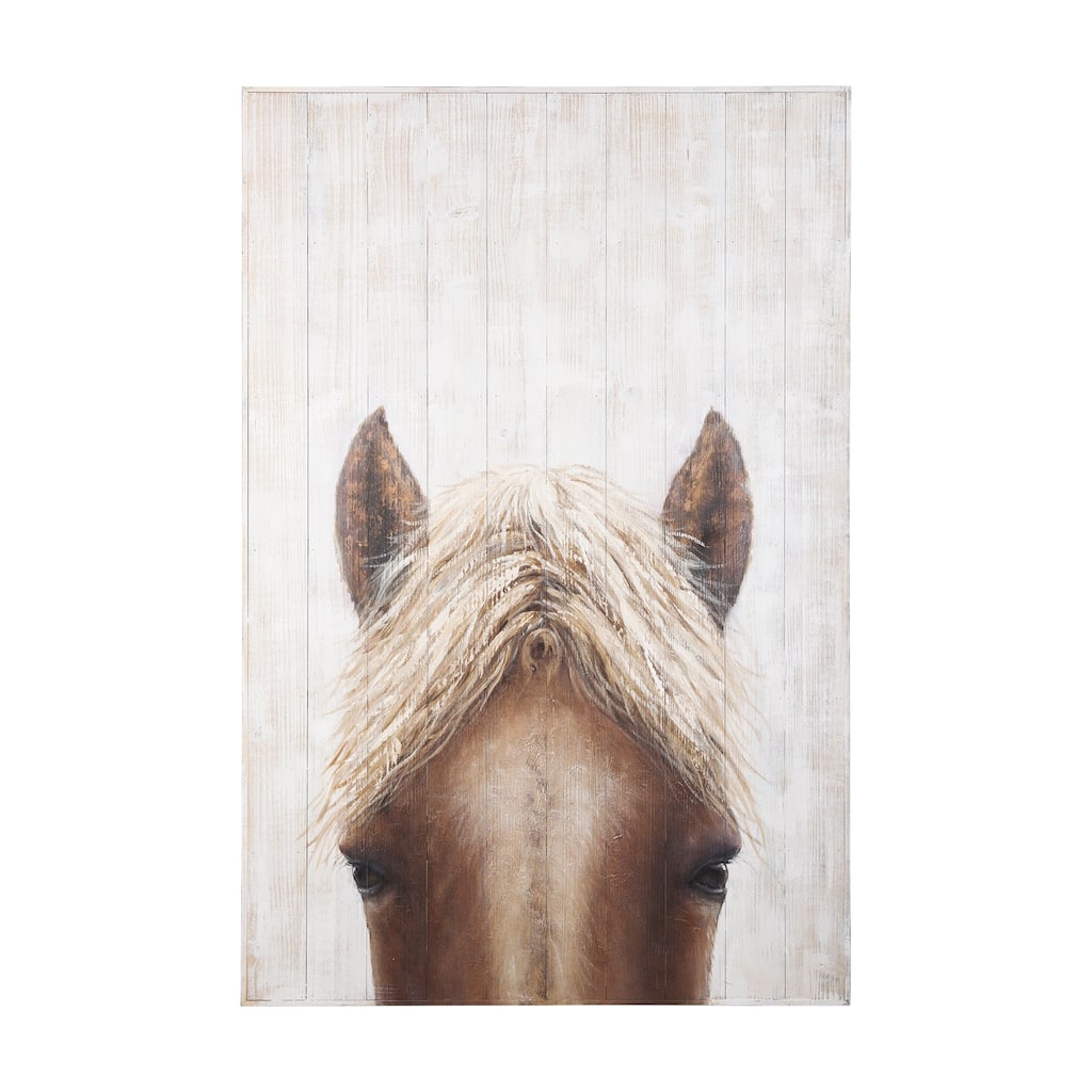 Mercana "Horse Fringe" (40 x 60) Hand-Made Solid Wood Oil Painting