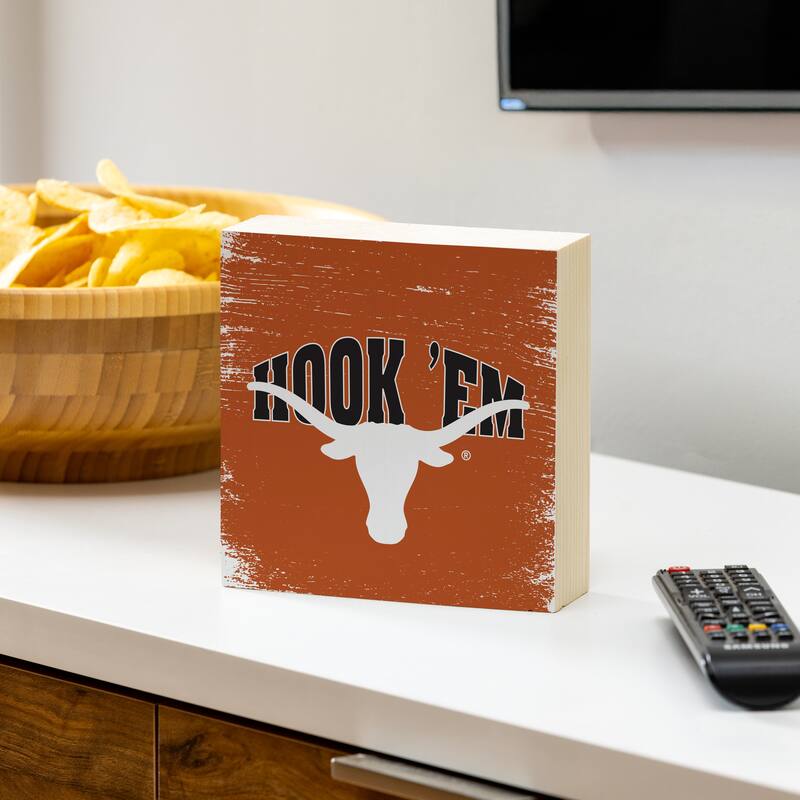 University of Texas Wooden Tabletop Mantel Shelf Sign - 6" x 6"