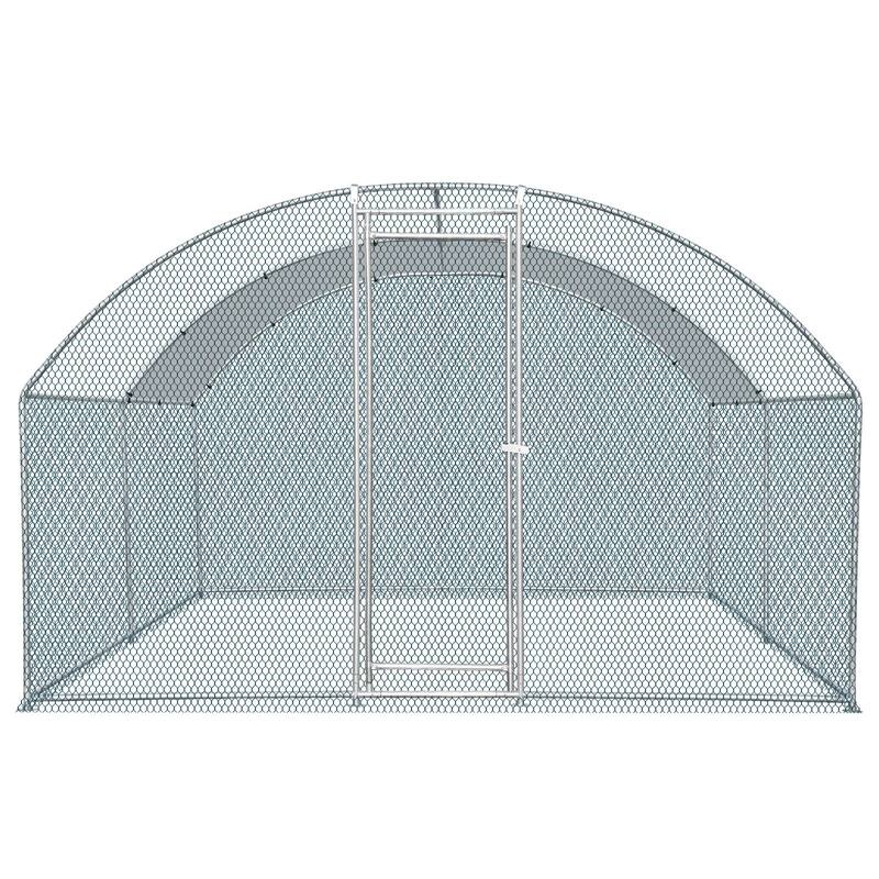 Large Metal Chicken Coop with Walk-In Run and Waterproof Cover