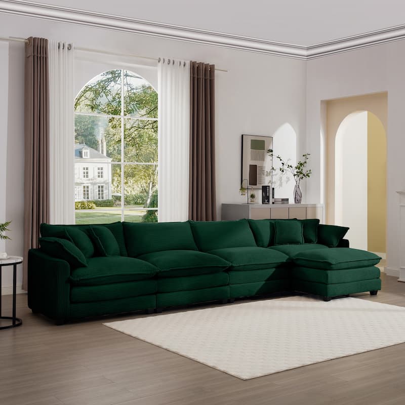 Corduroy Cloud Upholstered Modular Sectional Sofa, Free Combination