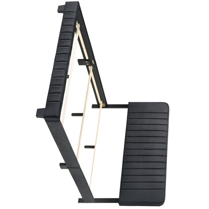 Velvet Upholstered Channel Tufted Queen Panel Bed - 86" - Black