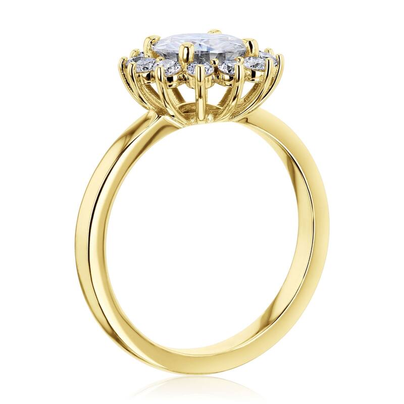 Kobelli 1.35 or 2.75 Carats Lab Grown Diamond Certified 14k Solid Gold Burst Halo Himawari Ring (EF/VS)