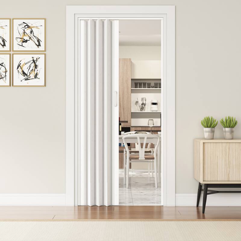 48" W Double Walled Foldable Heavy Duty Accordion Doors - White Oak