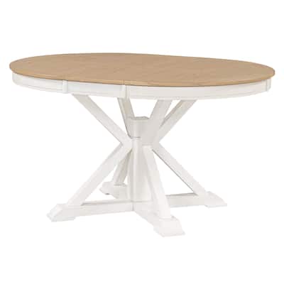 Retro Functional Extendable Dining Table with a 12" Leaf for Dining Room and Living Room