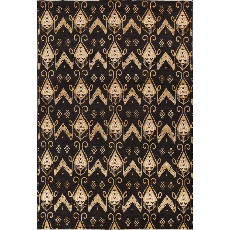 Geometric Oriental Gabbeh Kashkoli Area Rug Hand-knotted Wool Carpet - 7'10" x 11'3"