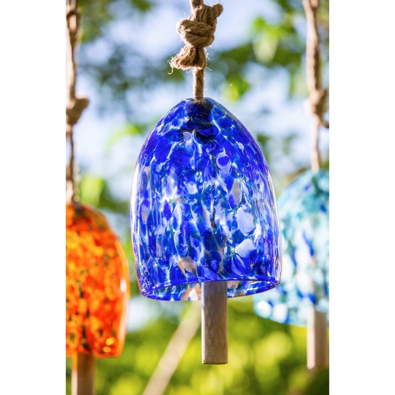 Art Glass Speckle Light Blue Bell Chime