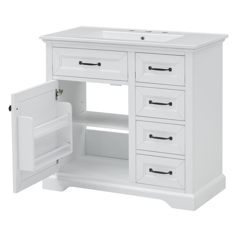 36"Freestanding Bathroom Vanity with Ceramic Sink