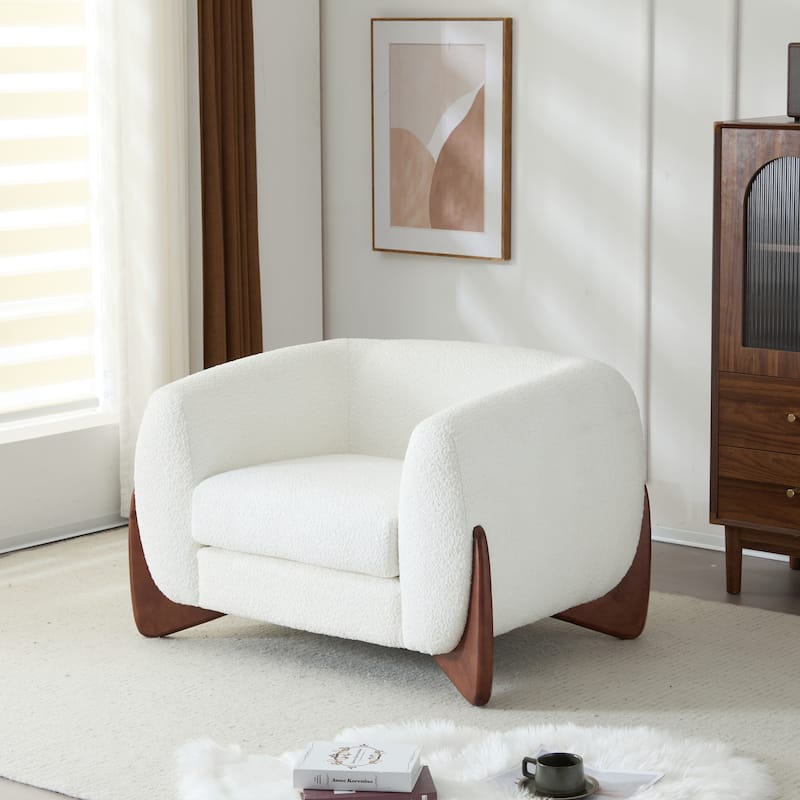Tina Modern Upholstered Boucle Arm Club Chair by Christopher Knight Home - White