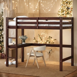Comprehensive Design Full Loft Bed with built-in desk, Space-saving, Safety and Quality Guaranteed, Stylistic Elements, Espresso