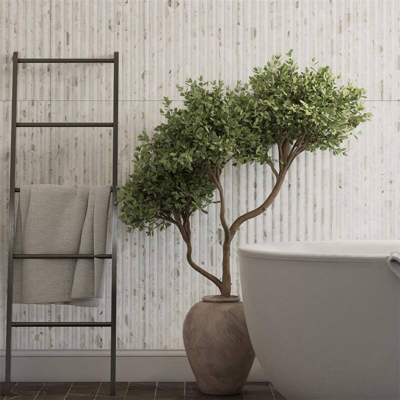 Merola Tile Marbilia Fluted Terrazo White 15-3/4" x 47-1/4" Porcelain Wall Tile