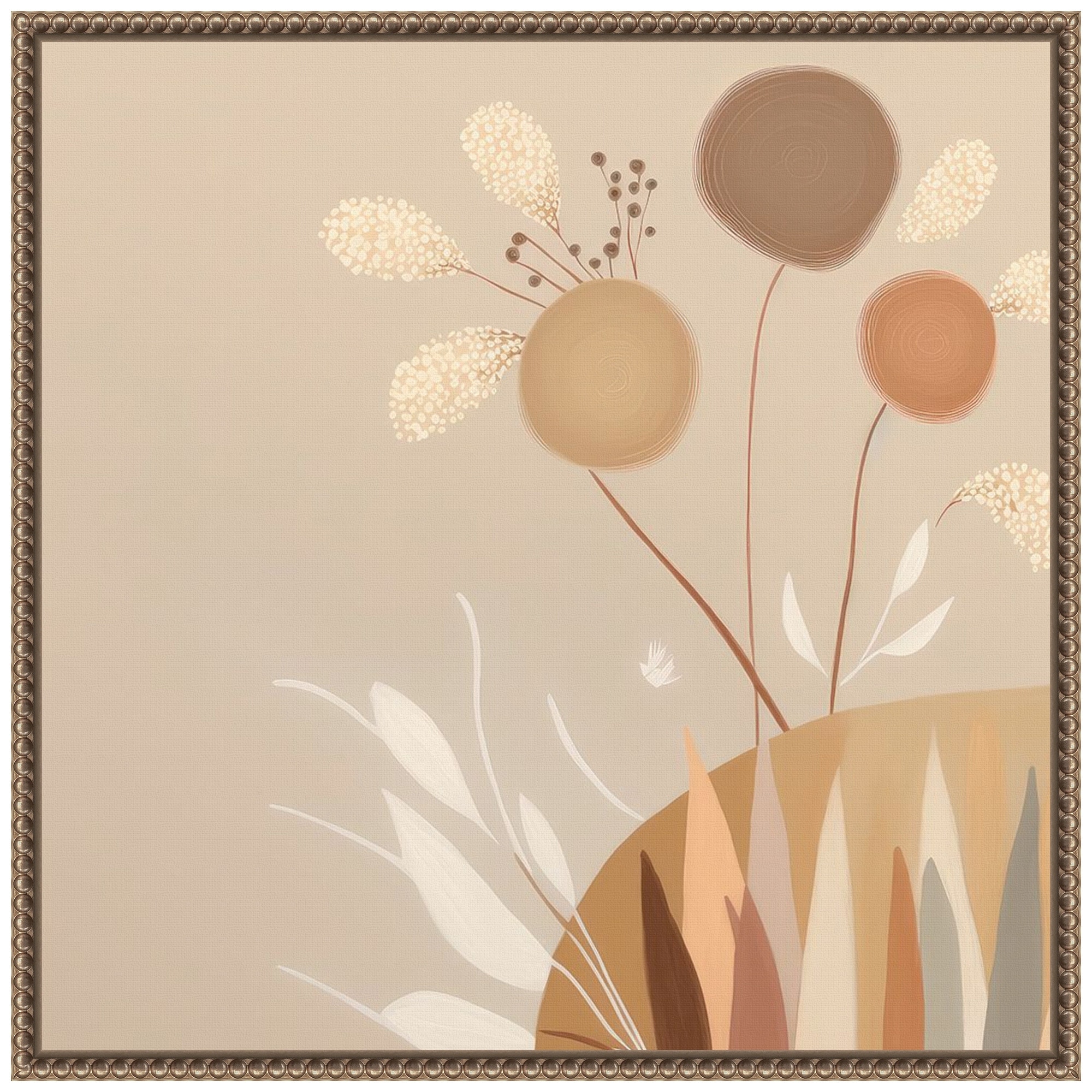 Boho Rise by Bella Eve Framed Canvas Wall Art - Sylvie Beaded Bronze