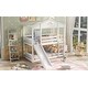 preview thumbnail 4 of 7, White Twin Size Pinewood Playhouse Bunk Bed with Convertible Slide and Ladder, Converts into 2 Beds