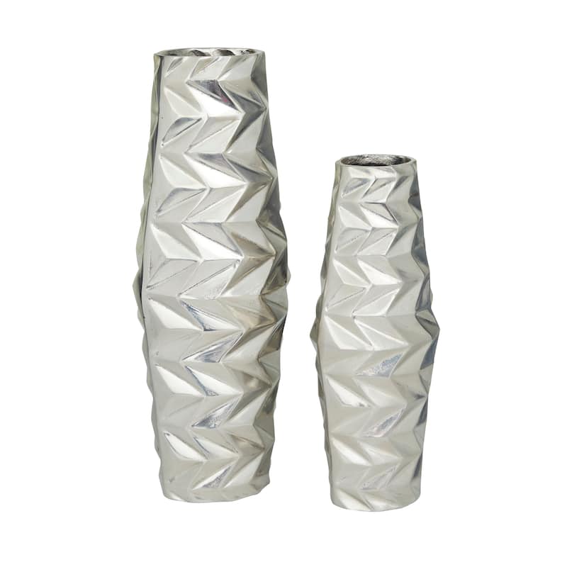 Modern Aluminum Metal Geometric Vase (Set of 2) - Silver, Gold, Black