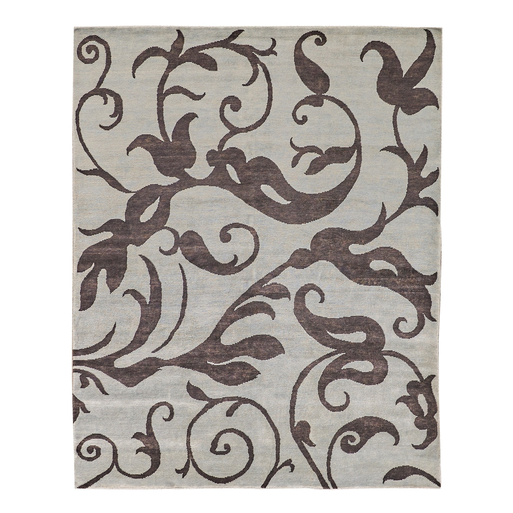 Soho hand-knotted New Zealand Wool Blue/Chocolate Area Rug
